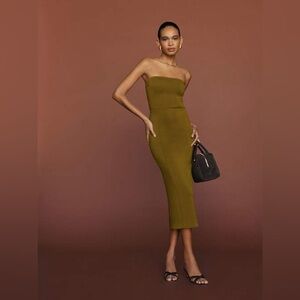 Reformation Amber Knit Dress Kalamata Olive - Size S